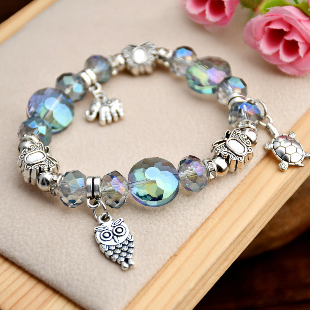 Women's Elephant Pendant Colorful Crystal Miao Sier Butterfly Bracelets