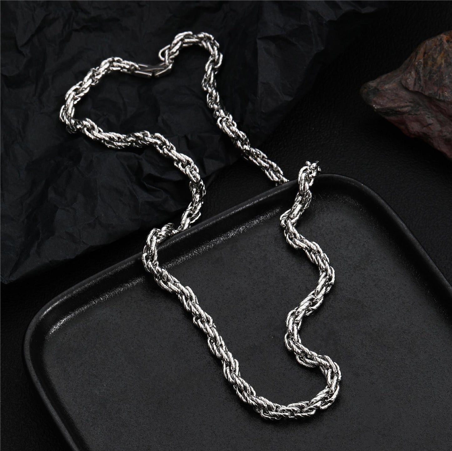 Women's & Men's & Hip Hop Titanium Steel Embossed Mobius Cuban Necklaces