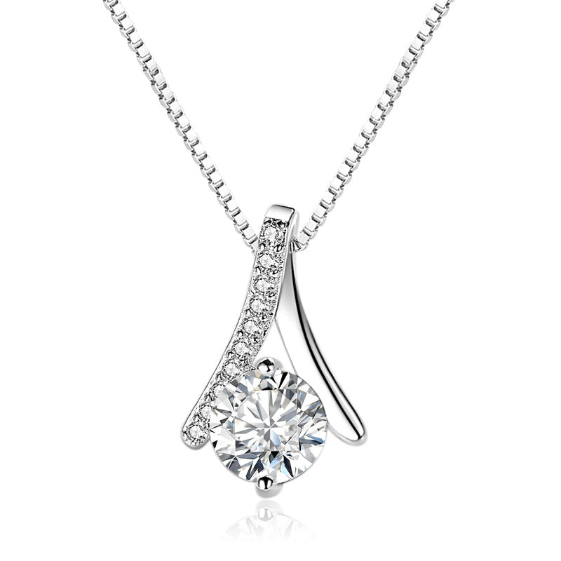 Herringbone Pendant Fashion Inlaid Zircon Ornament Necklaces