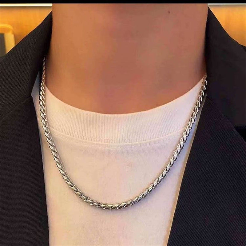 Men's Twisted Scale Keel Titanium Steel Domineering Stainless Necklace