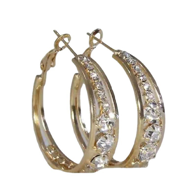 Boucles d'oreilles à la mode en Zircon incrusté, grand cerceau élégant