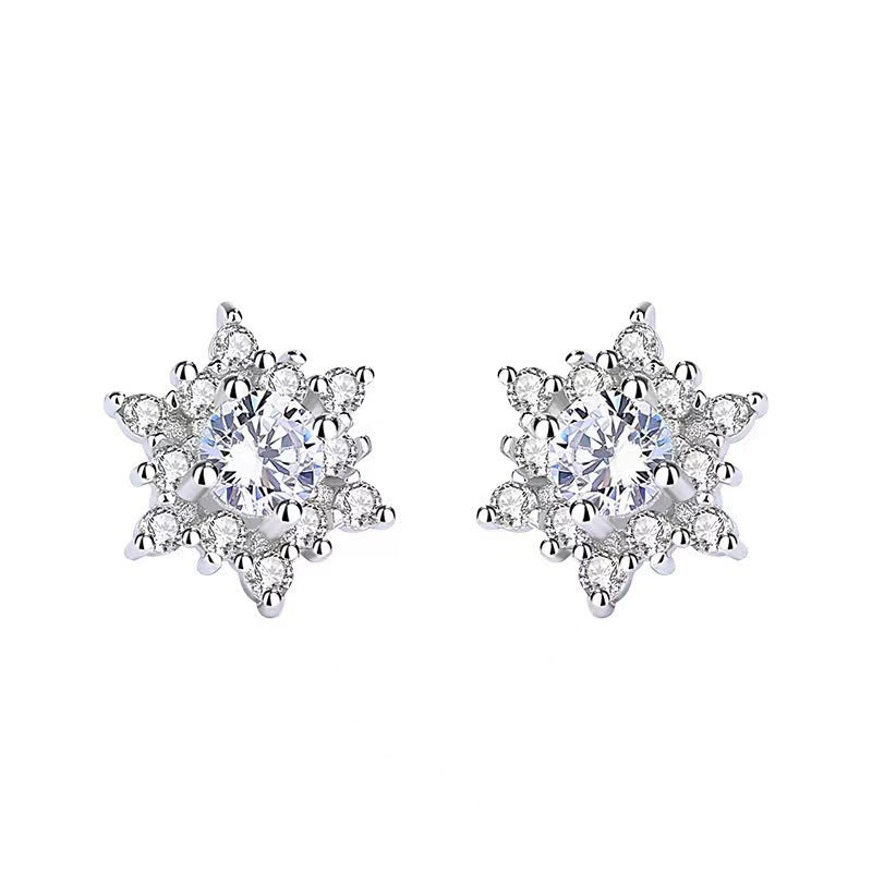 Simple Small Snowflake Zircon Fashion Commuter Design Stud Earrings