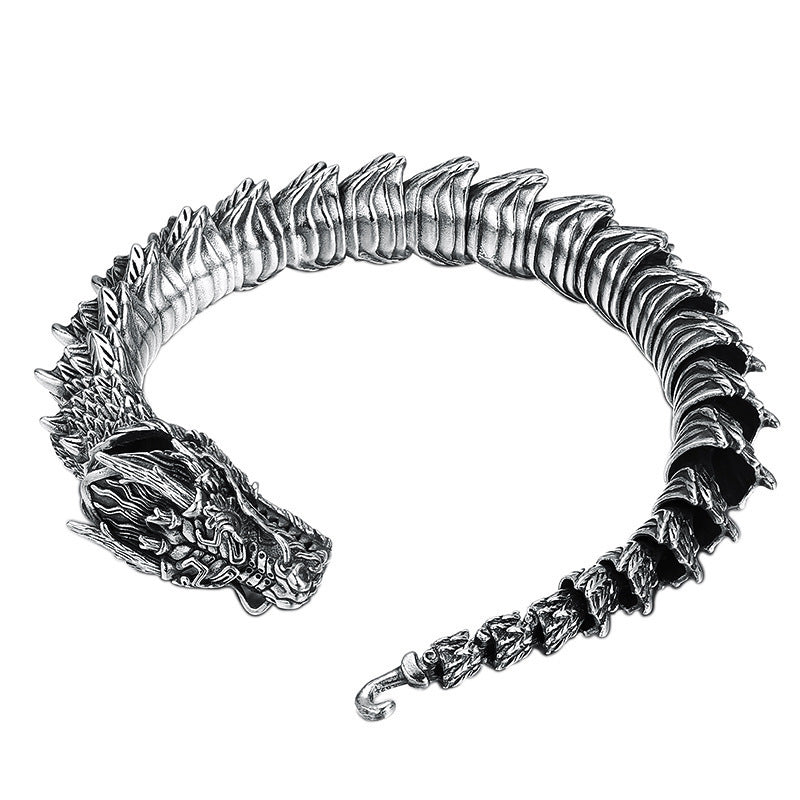 Bracelets Hip Hop tridimensionnels à tête de Dragon en détresse pour hommes