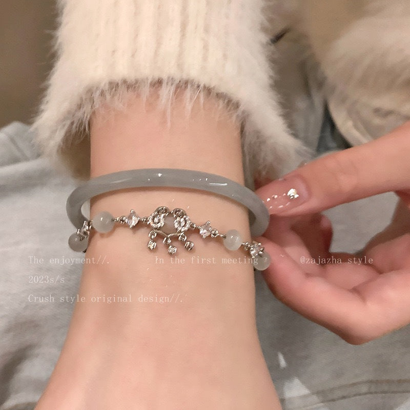 Bracelets nationaux rétro de Style chinois pour femmes, opale de verrouillage