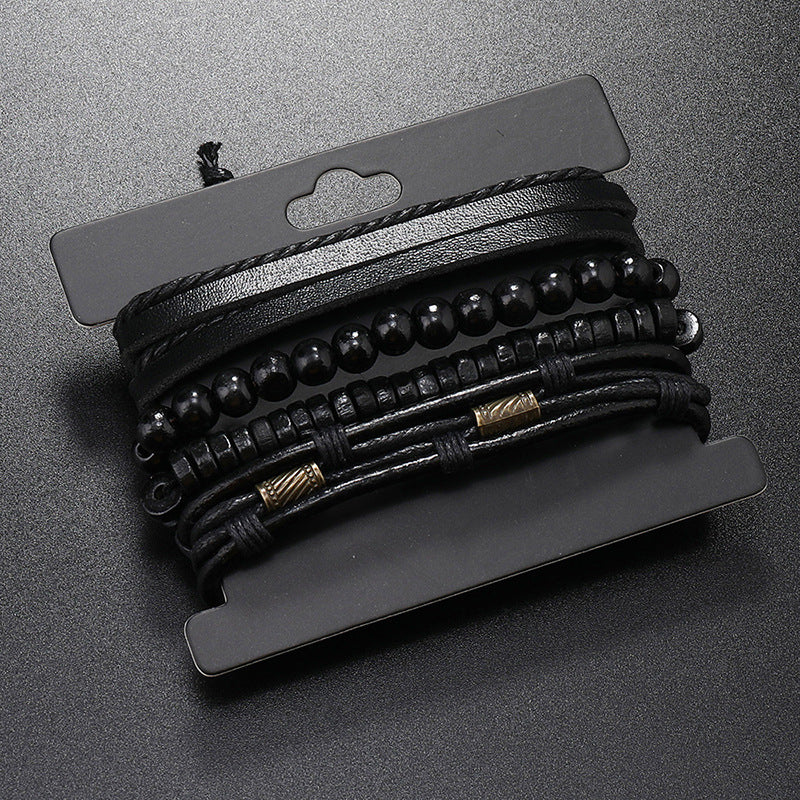 Kreative handgewebte Lederarmbänder im einfachen Set