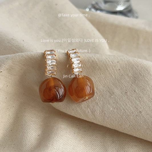 Color Amber Elegant High-grade Fashion Retro Earrings