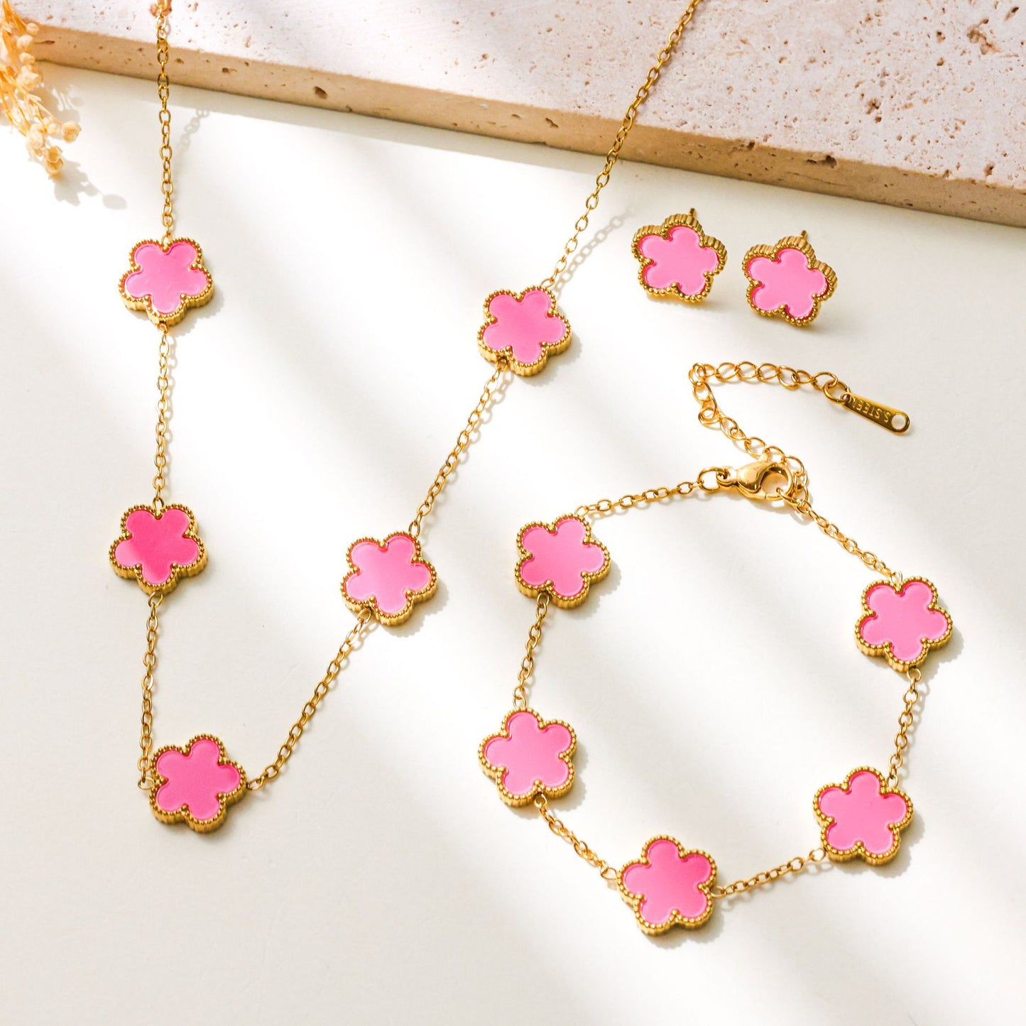 Parthenocissus Grass Stainless Steel Fashion Commuter Jewelry Set