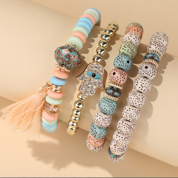 Ethnic Style Contrast Color Beaded Tassel Wings Bracelets