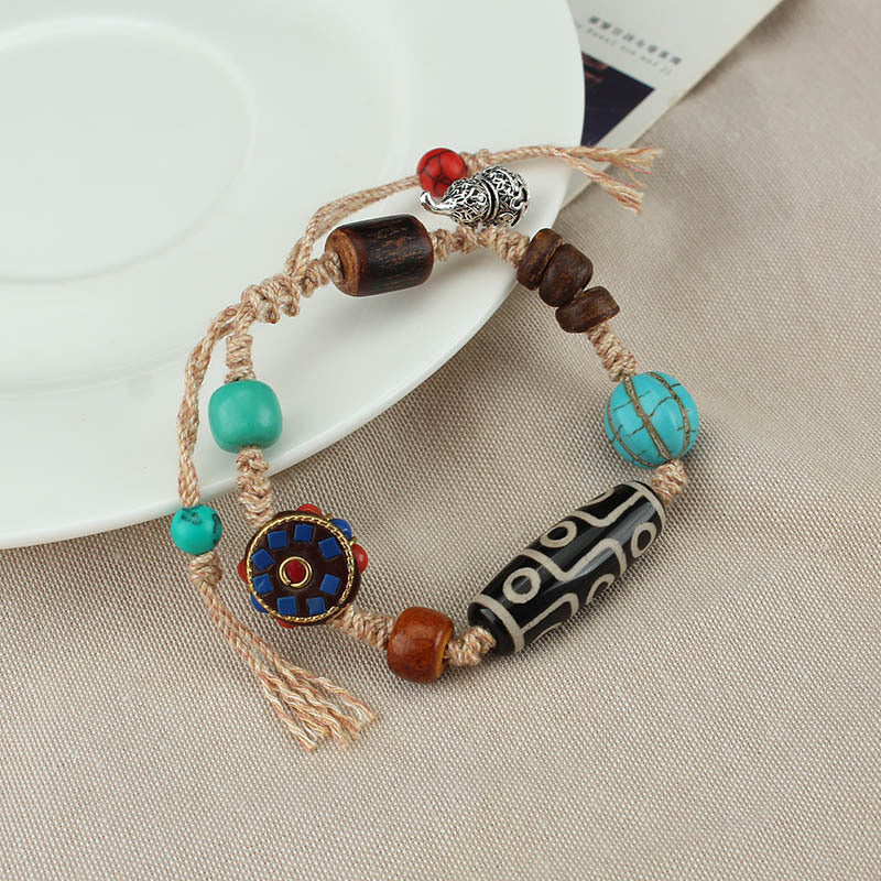 Women's Nepal Tibetan Agate Bead Multi Jewels Bracelets