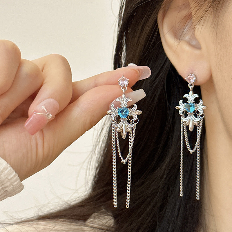 Style Moonstone Flower Tassel Female Fashion Earrings