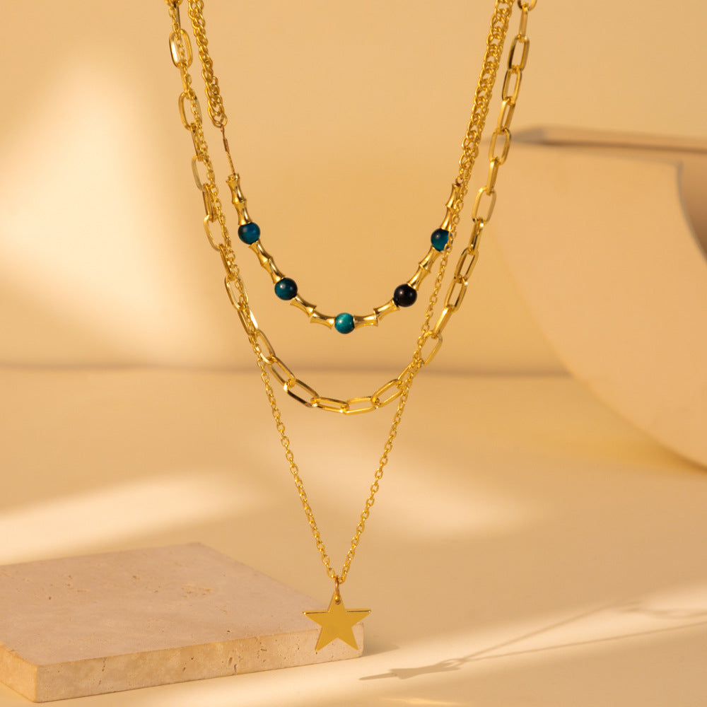 Jewelry Personality Blue Natural Stone Simple Necklaces