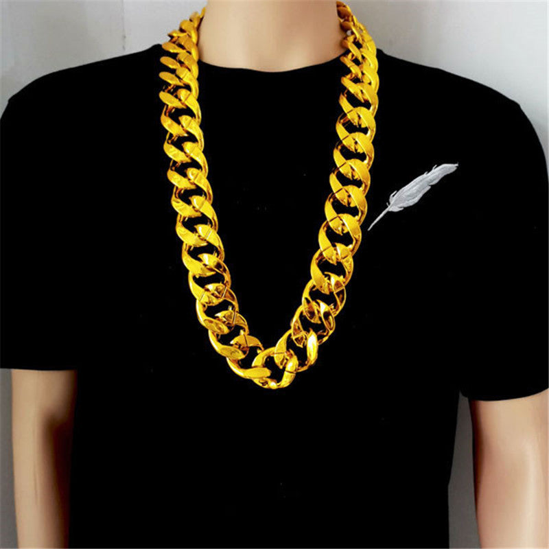 Men's Hip Hop Exaggerated Simulation Chain Plastic Gold Personalized Performance Funny Necklace