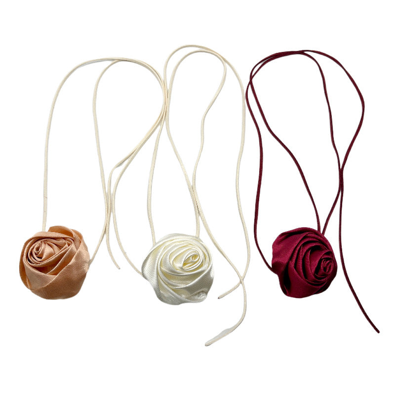 Pure Rose Handmade Collar Wrist Flower Silk Necklaces