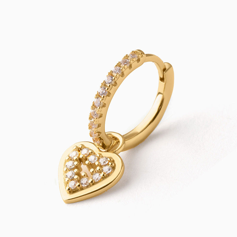 Sier Needle Fashion Classic Retro Hollow Heart Stud Earrings
