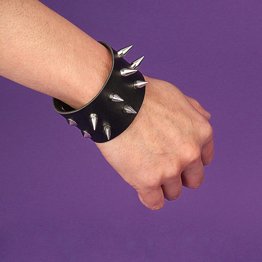 Punk Exaggerated Tapered Spike Rivet Leather Bracelets