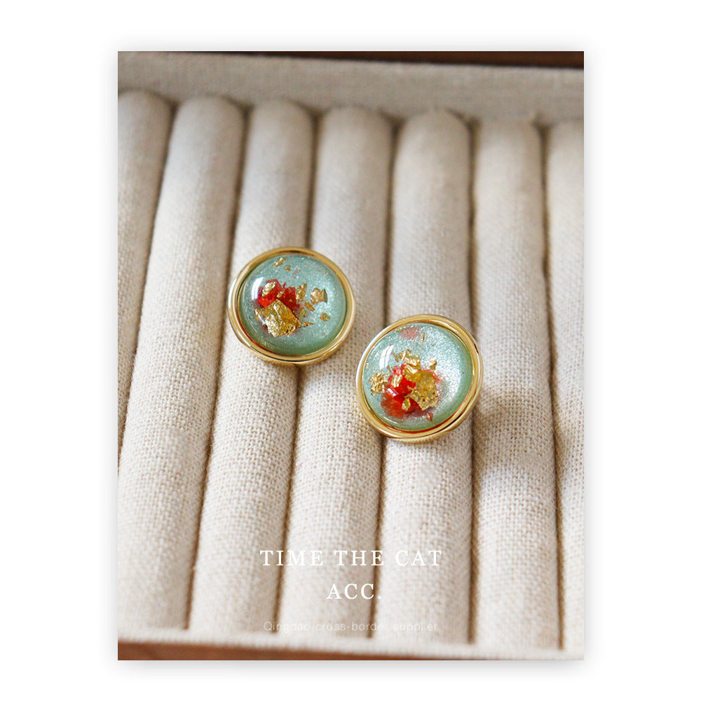 Natural Dried Flower Sier Pin Romantic Elegant Earrings