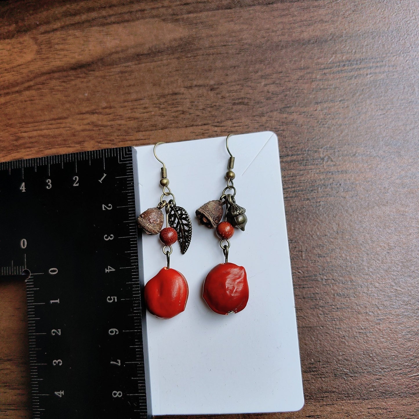 Wooden Chinese Style Art Retro Ear Clip Golden Bell Bodhi Earrings