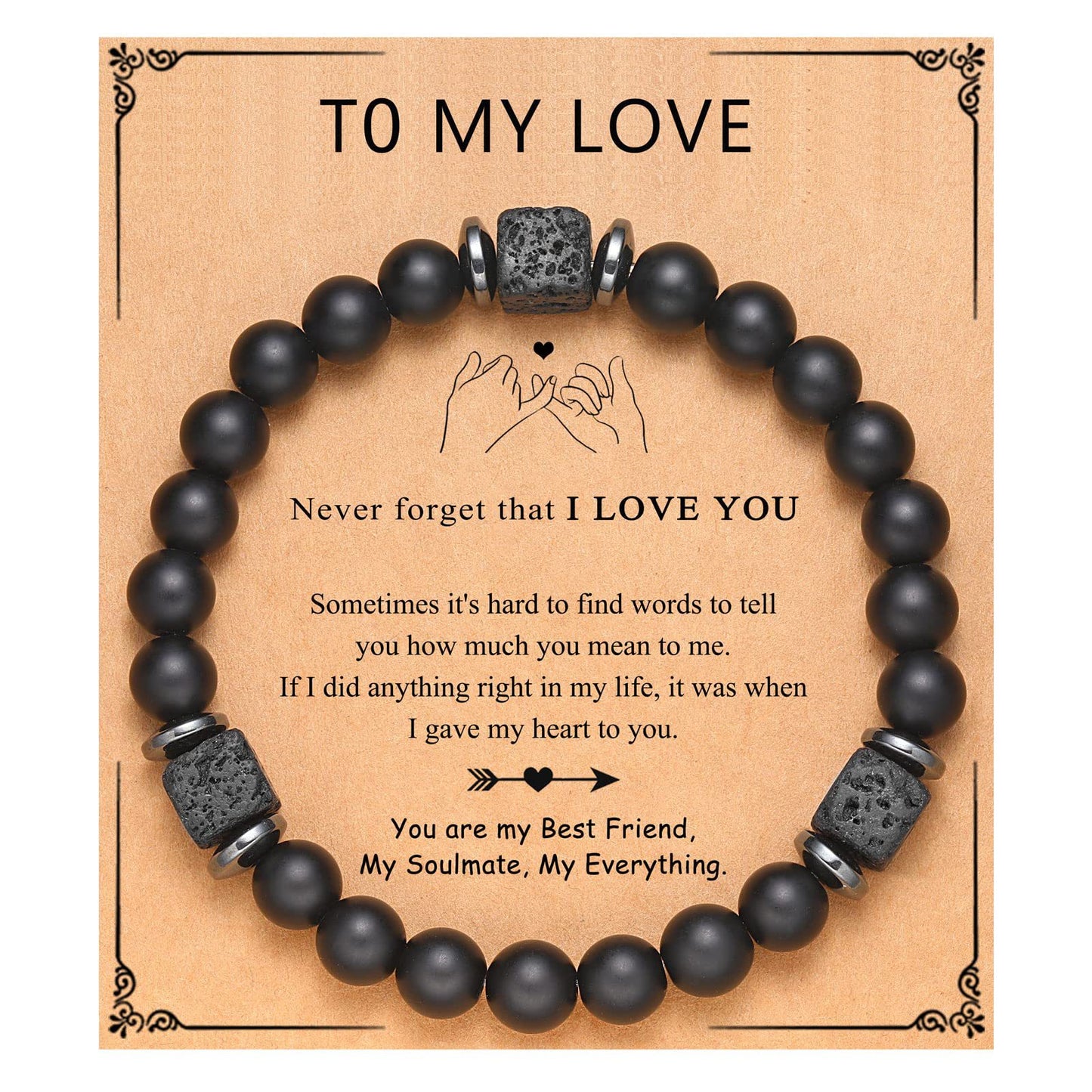 Frosted Square Volcanic Stone Father's Day Bracelets