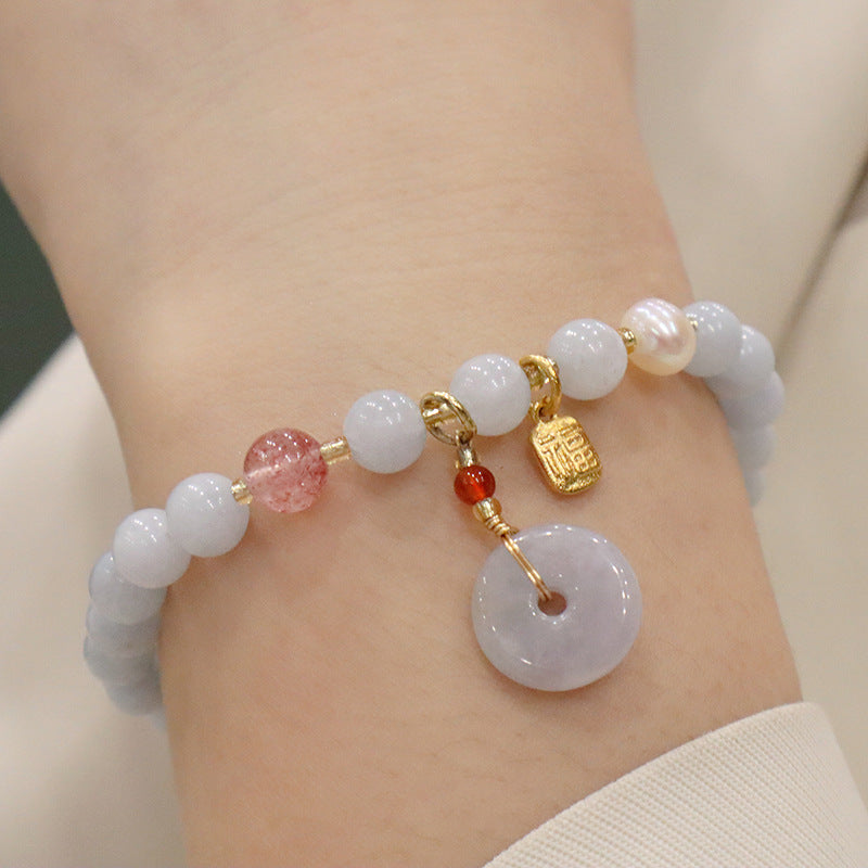 Women's Natural Crystal Fresh Gold-plated Aquamarine Chalcedony Bracelets