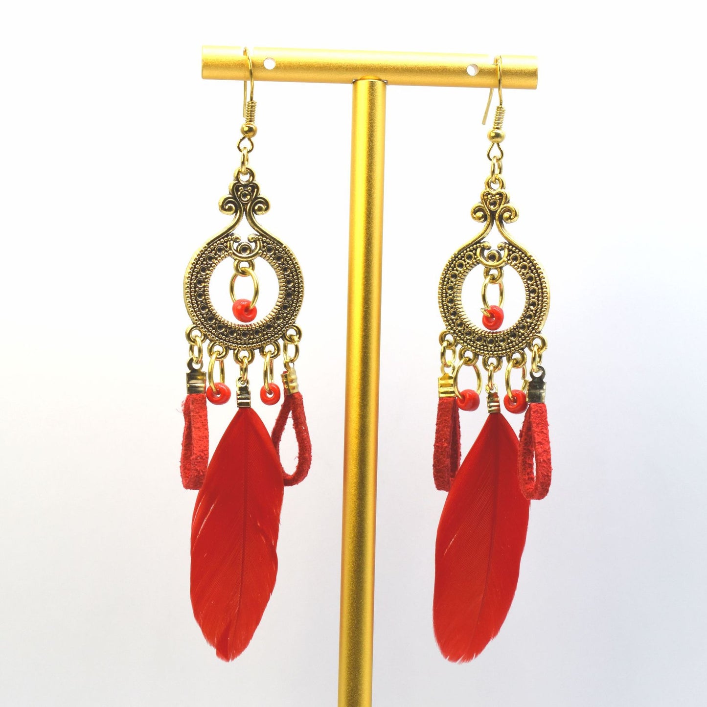 Style Vintage Feather Long Holiday Beads String Earrings