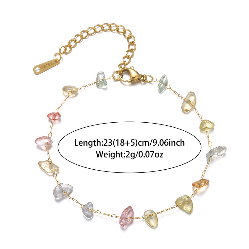 Colorful Natural Stone Crystal String Beads Female Simple Bracelets