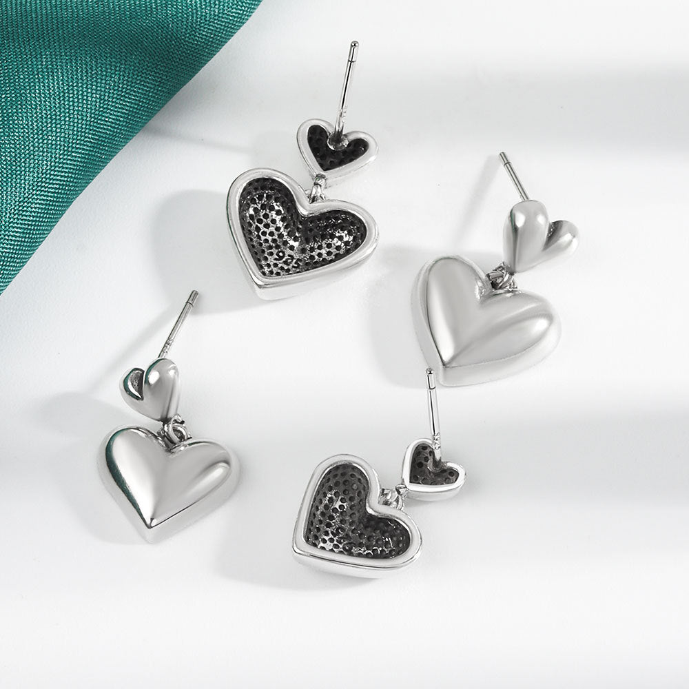 Love Heart Trendy Heart-shaped Eardrops Sweet Rings