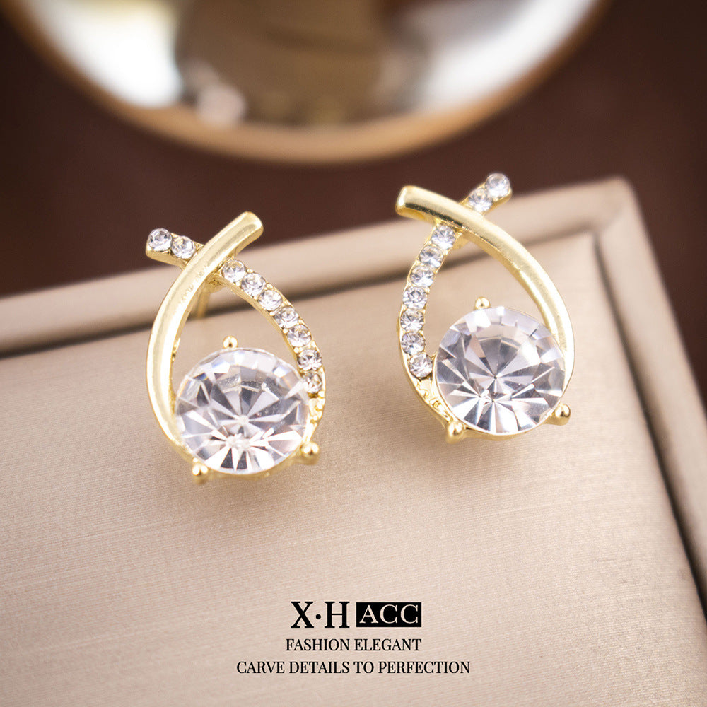 Women's Sier Cross Fishtail Korean Style Simple Geometric Fashion Earrings