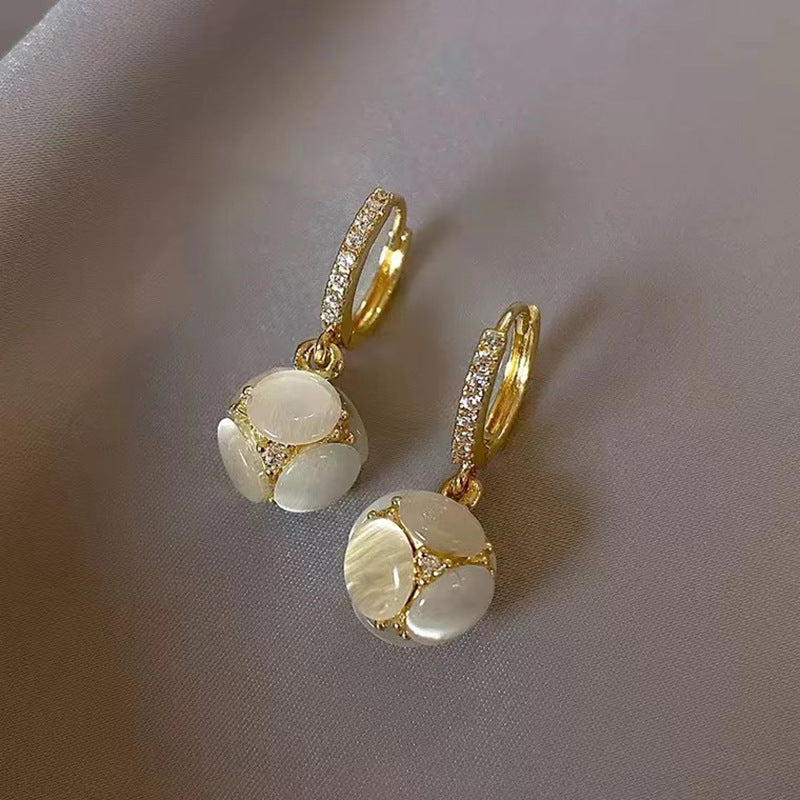 Women's Luxury Opal Trendy Temperamental Minority Design Delicate Earrings