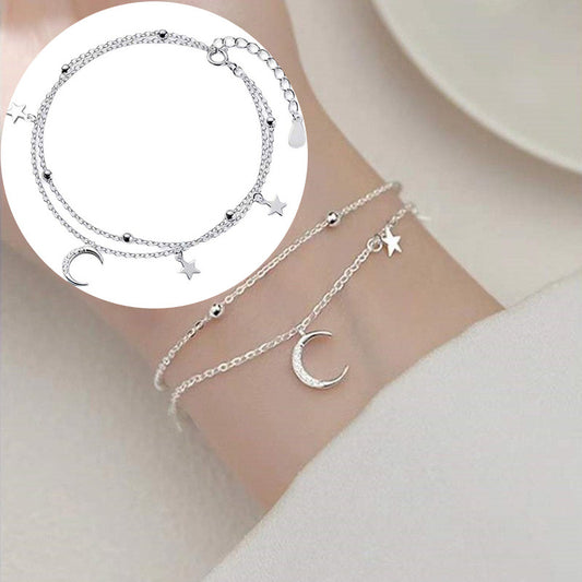 Bracelets à paillettes de lune en argent Sterling pour femmes, ornement de haute qualité