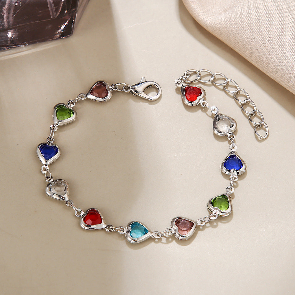 Hand Jewelry Candy Color Heart Anklet Bracelets