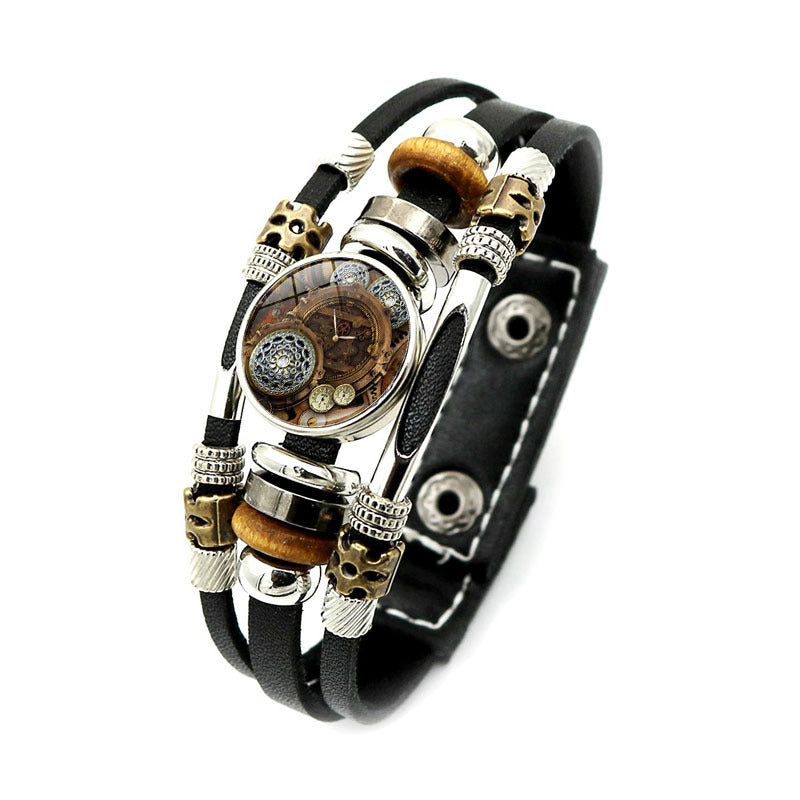 Women's & Men's & Mechanical Gear Pattern Leather And Retro Punk Bracelets