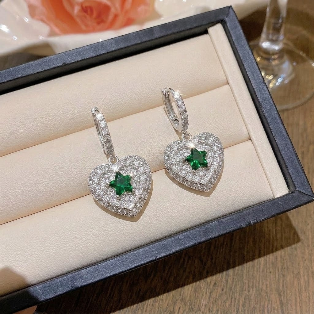 Rotating Degree Rotation Heart-shaped Zircon Clavicle Rings