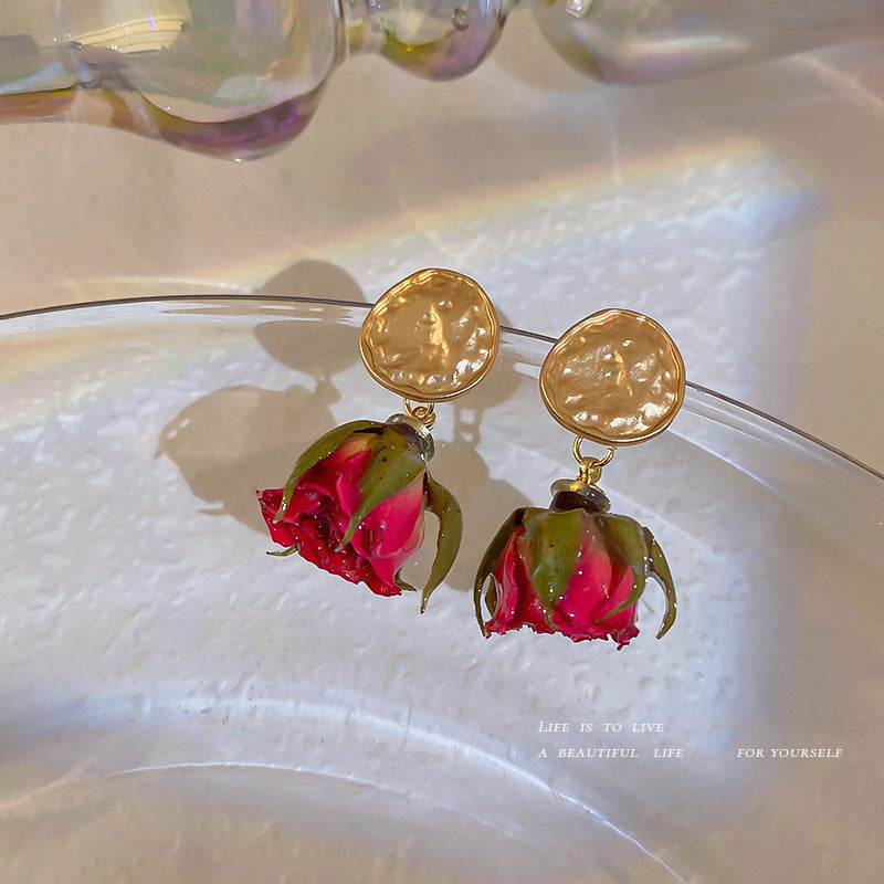 Women's Needle Rose Retro Mori Style Gentle Elegant Earrings