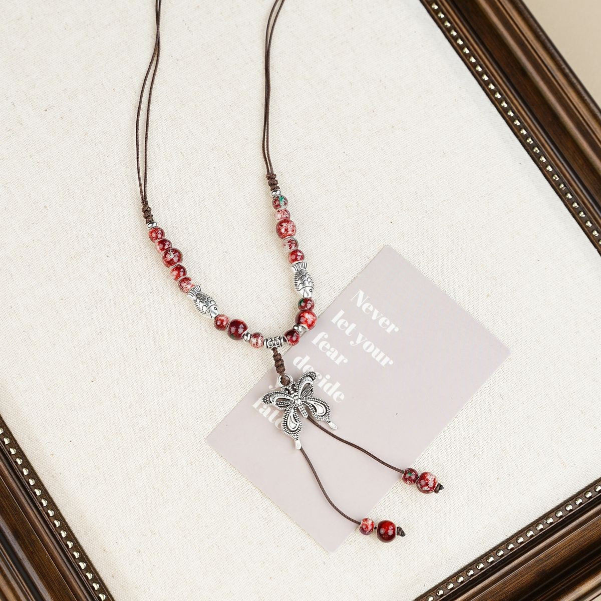 Peace Fu National Fashion Vintage Ceramic Female Longevity Necklaces
