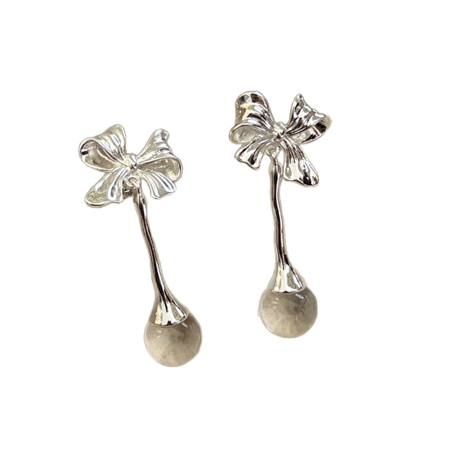 Clear White Crystal Series Collection Bow Water Drop Flower Necklace