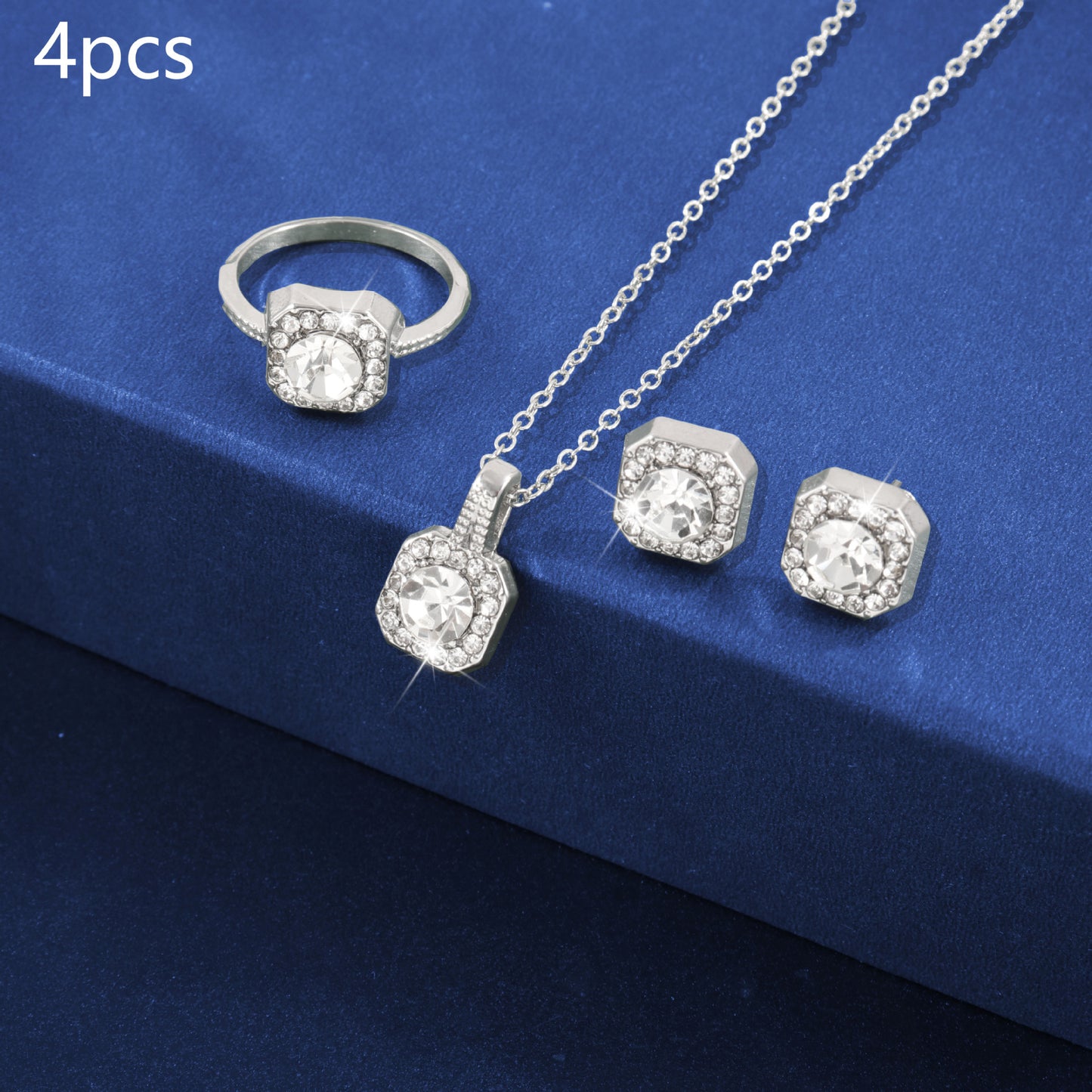 Luxury High-grade Full Rhinestone Zircon Ear Of Jewelry Set