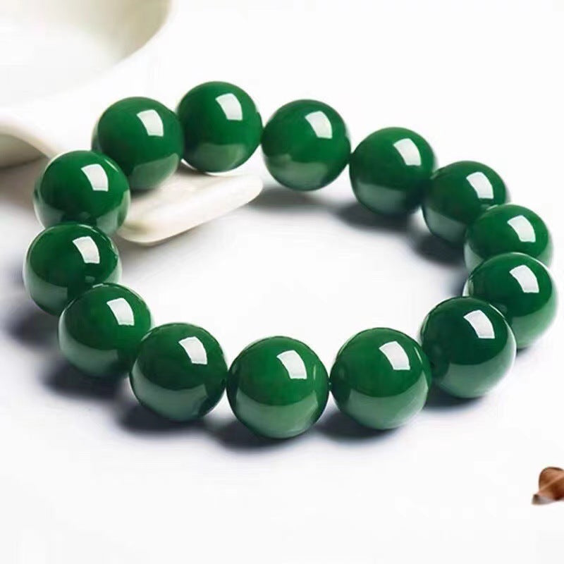 Jade Green Color Spinach Beryl Round Beads Bracelets