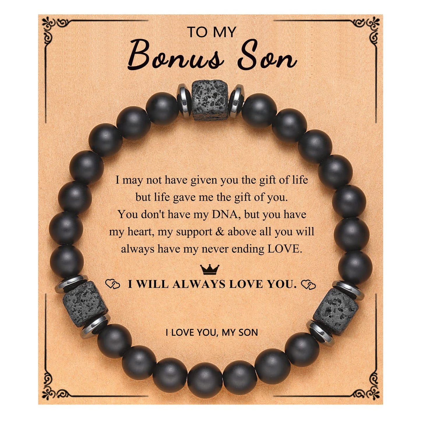 Frosted Square Volcanic Stone Father's Day Bracelets