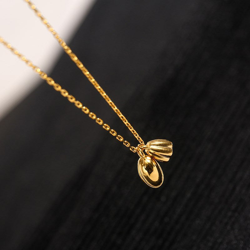 Titanium Steel Gold Lotus Seedpod Clavicle Chain Necklaces