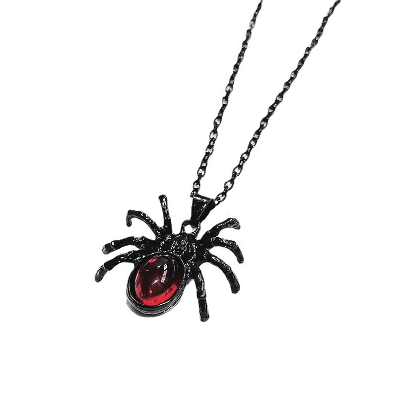 Red Crystal Cute Spider Pendant Punk Necklaces