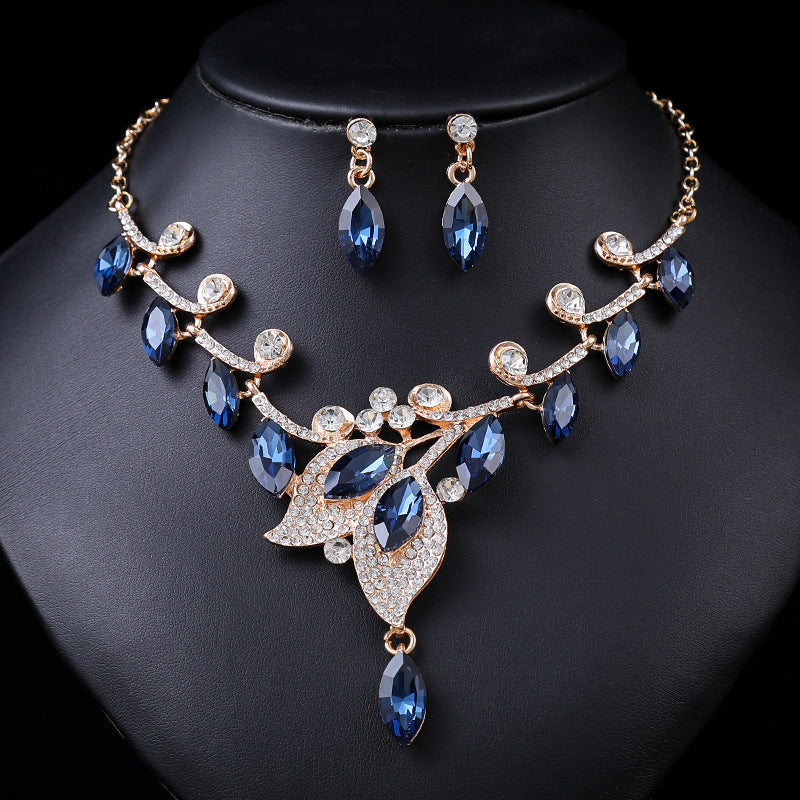 Women's Source High Profile Retro Luxury Crystal Banquet Formal Dress Clavicle Jewelry Set