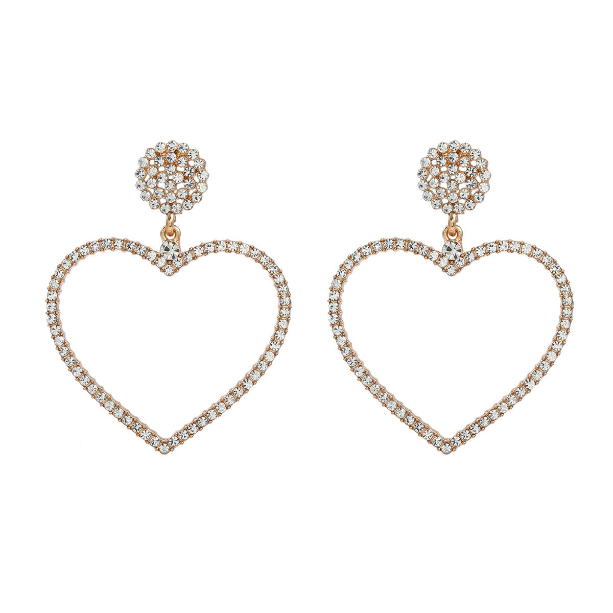 Boucles d'oreilles en alliage exagéré pour femme en forme de coeur Diamond Love