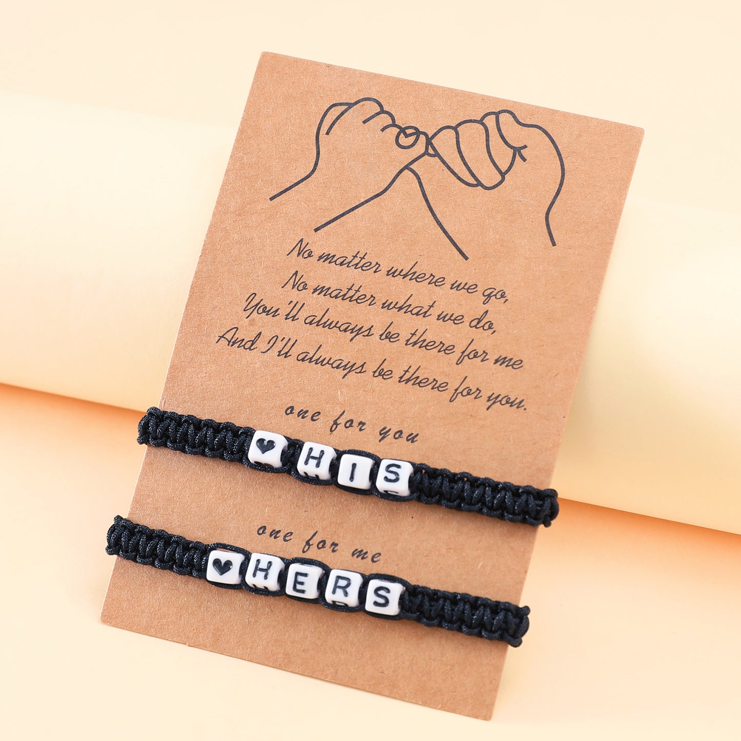 Bracelets tissés à la main avec lettres d'amour et nœud plat pour femmes