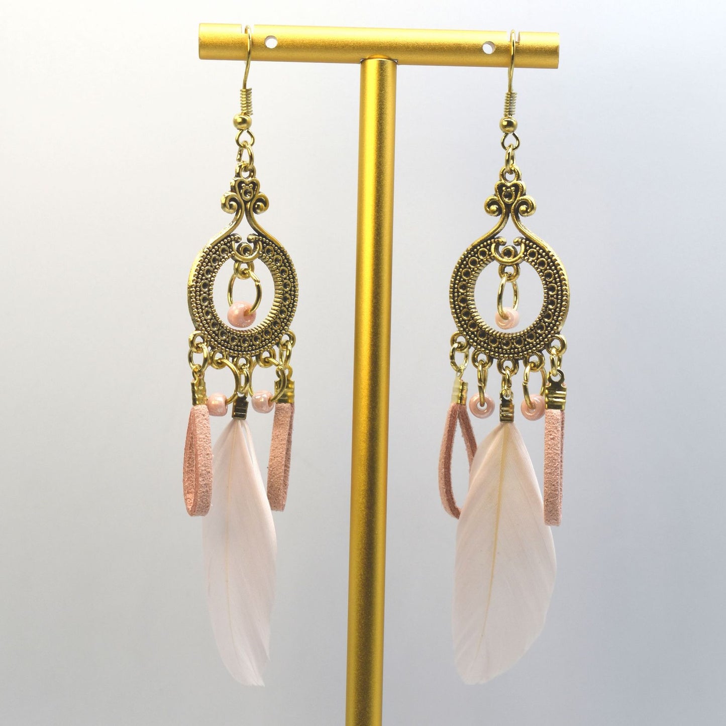 Style Vintage Feather Long Holiday Beads String Earrings