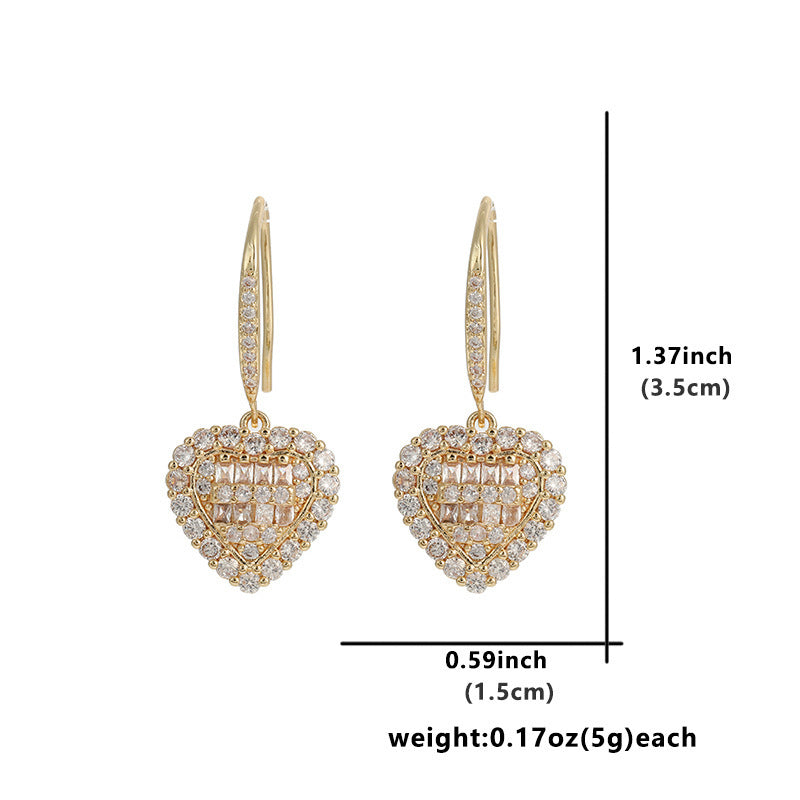 Fashion Heart Love Ear Hook Heart-shaped Super Earrings