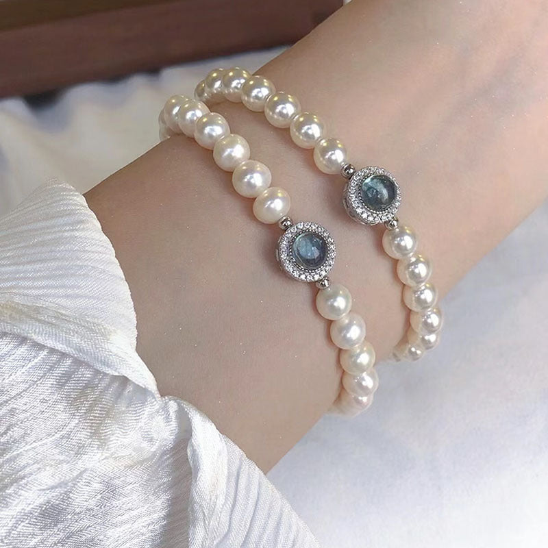 Mercury Notes Sier Natural Freshwater Pearl Bracelets