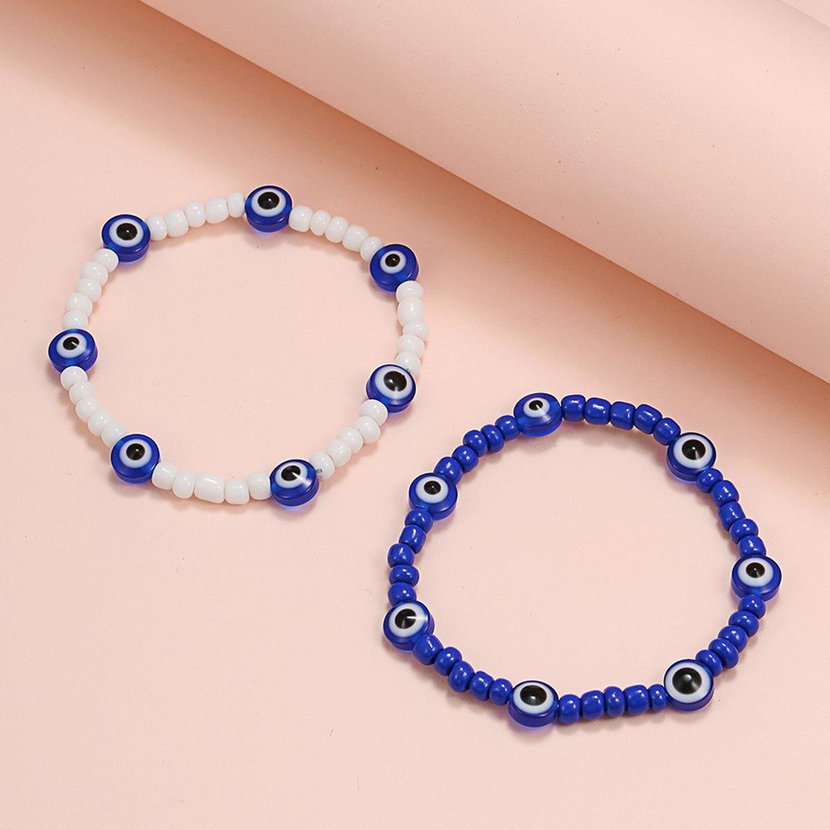 Bohemian Blue Eyes Two-piece Adjustable Woven Bracelets