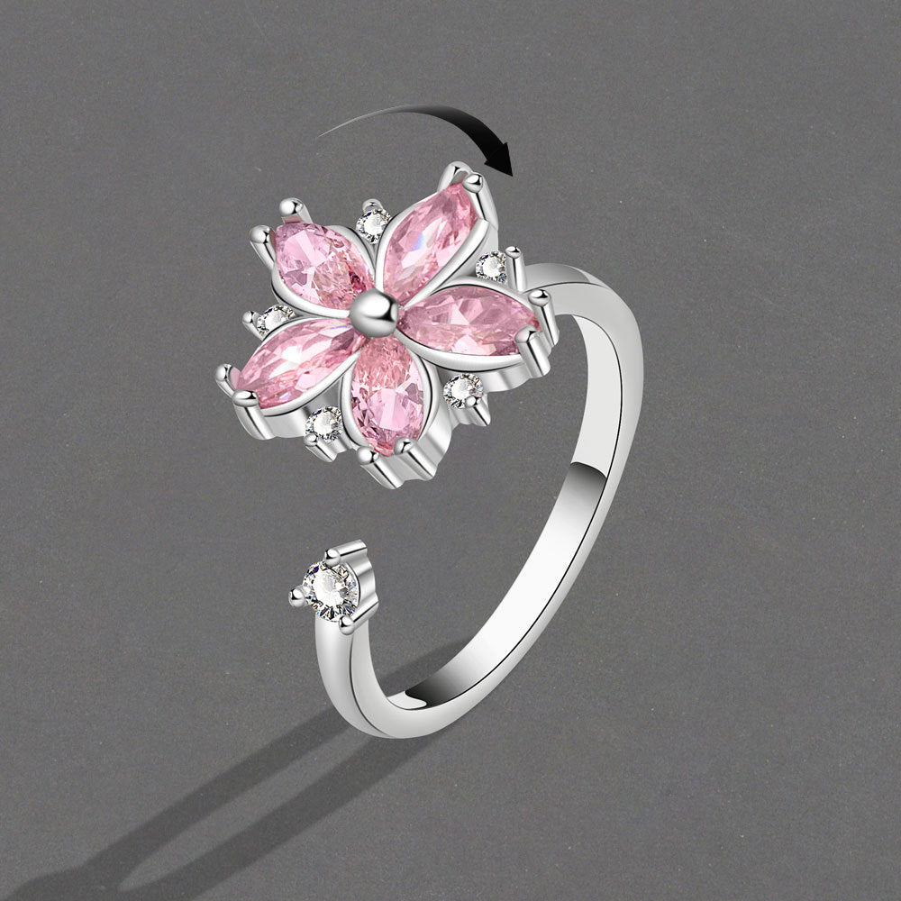 Jewelry Romantic Cherry Blossoms Pink Zircon Rings