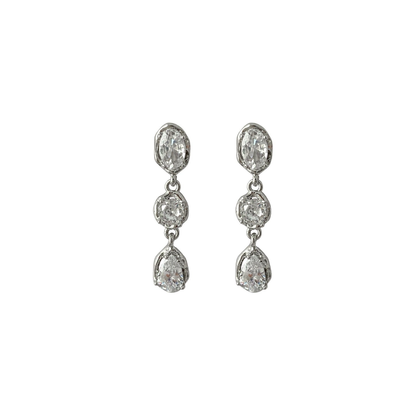 Delicate Super Shining Geometric Water Drop Zircon Tassel Light Luxury Ear Clip