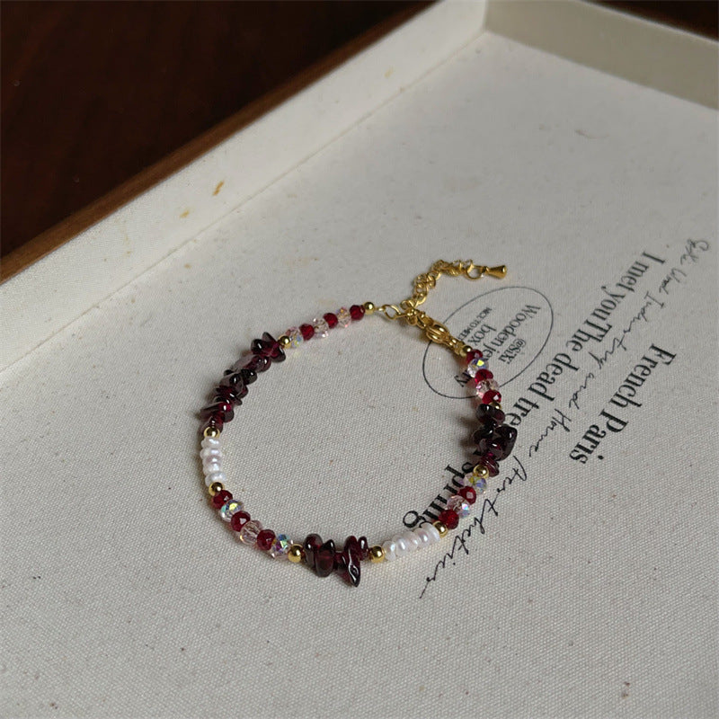 Personality Baroque Irregular Rose Stone Freshwater Pearl Female Temperament Drawable Jewelry Set